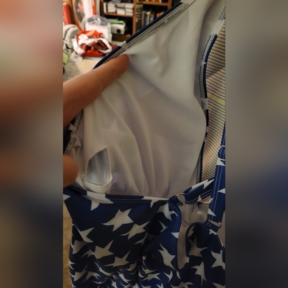 Shein American Flag One Piece Criss Cross Back Adj straps Bathing Suit 3XL - Picture 4 of 6